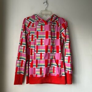 Katie Kortman Pink & Red Striped Block Hoodie Sweatshirt S
